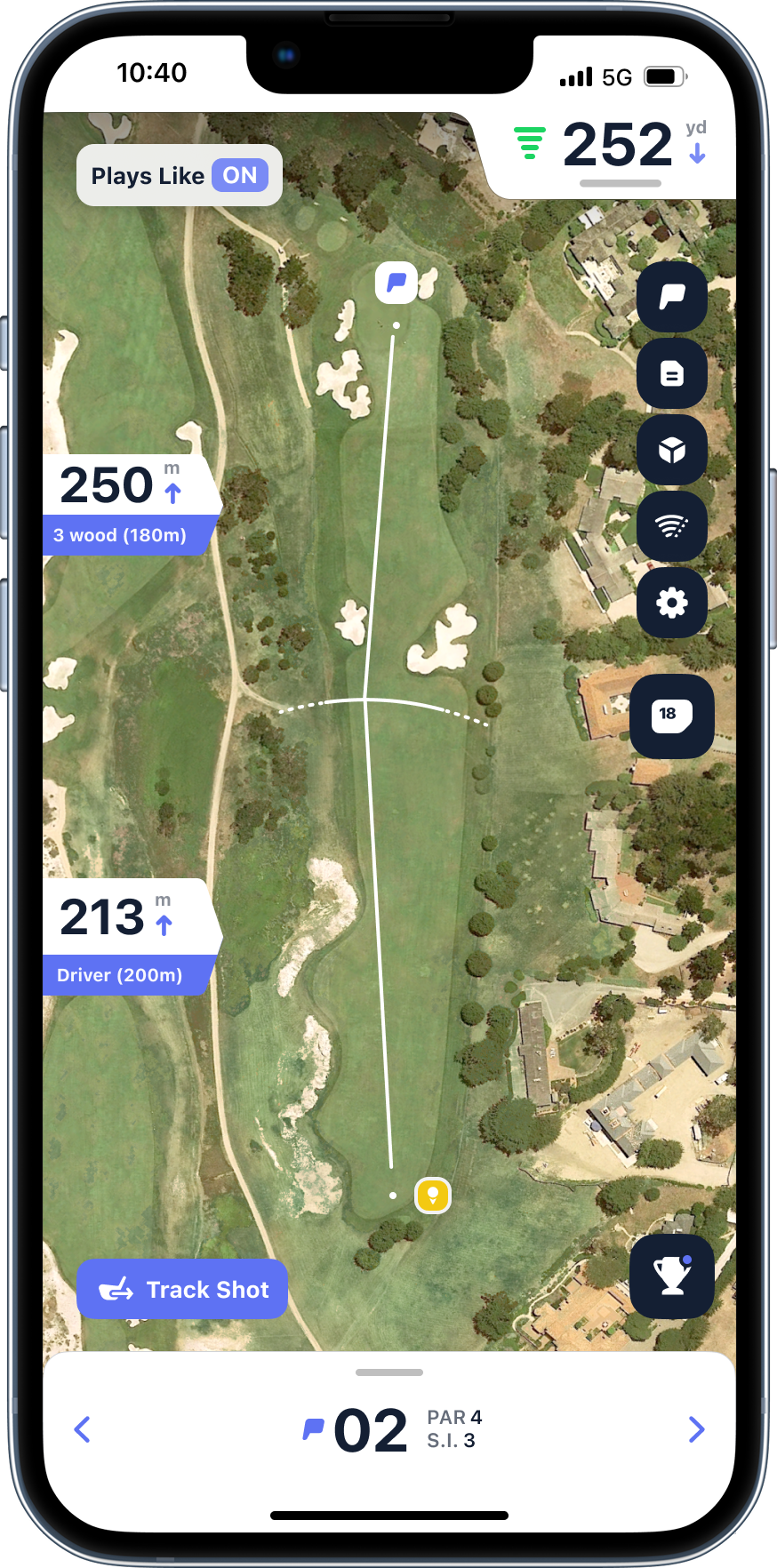 Hole19 GPS app showing course distances